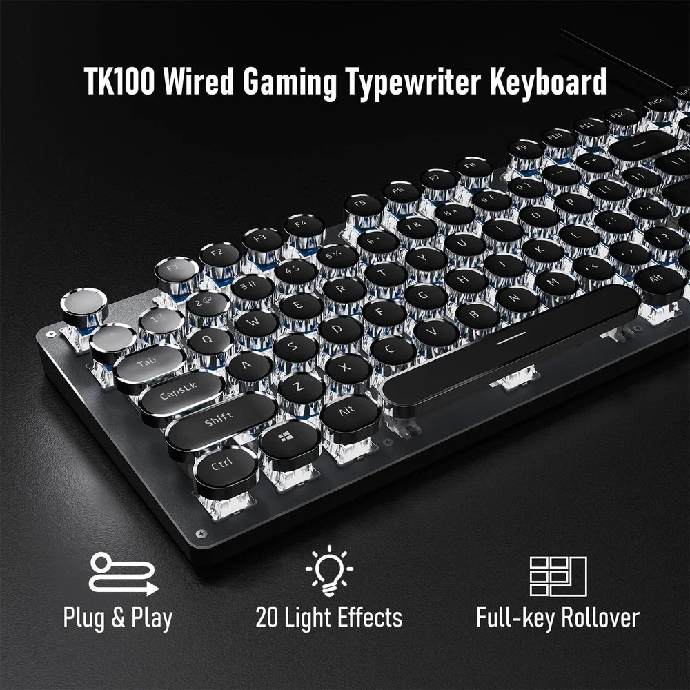 SEUNKWANG Typewriter Mechanical Gaming Keyboard Blue Switch Backlit Wired